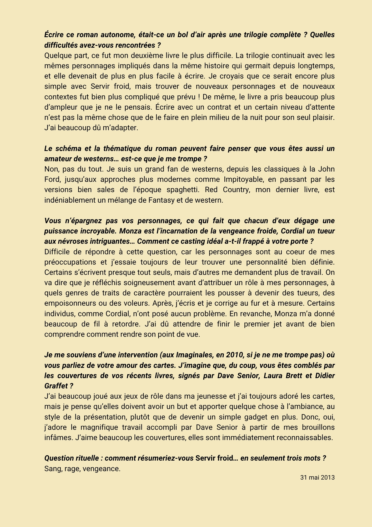 Une interview de Joe Abercrombie