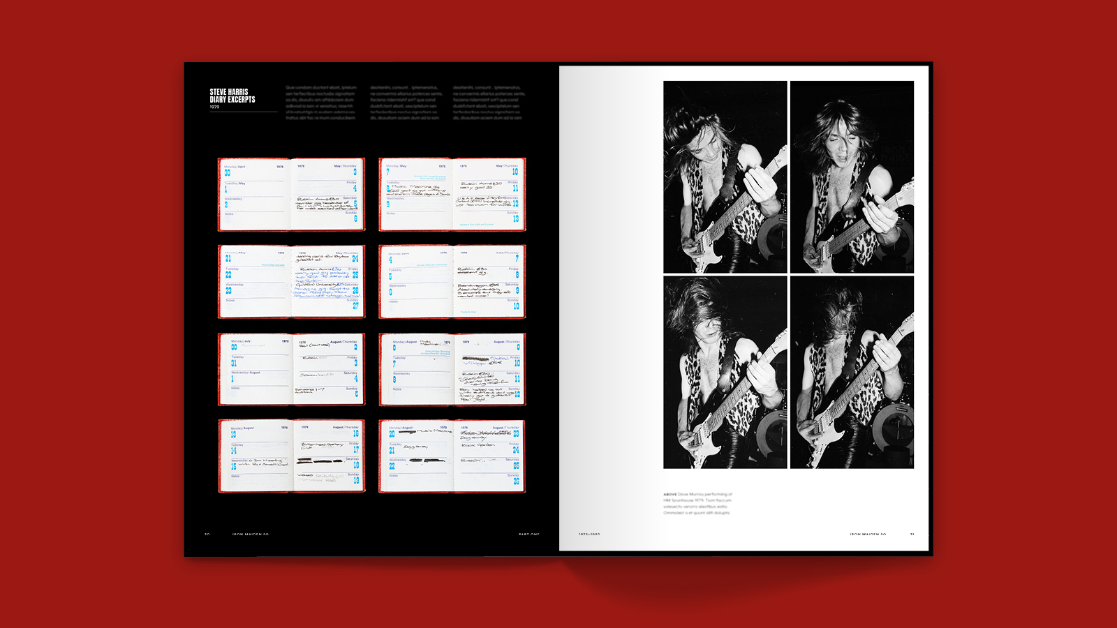 double page du livre : Steve Harris diary excerpts