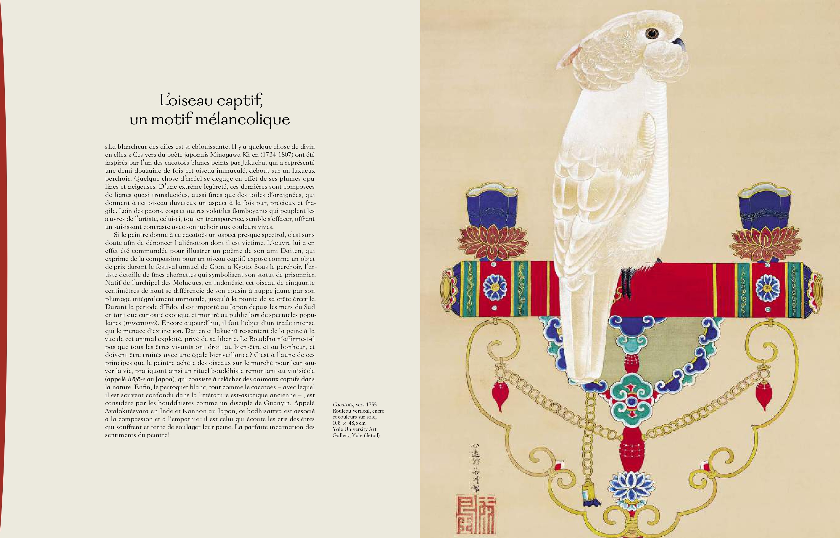 double page du livre : L'oiseau captif, un motif mélancolique