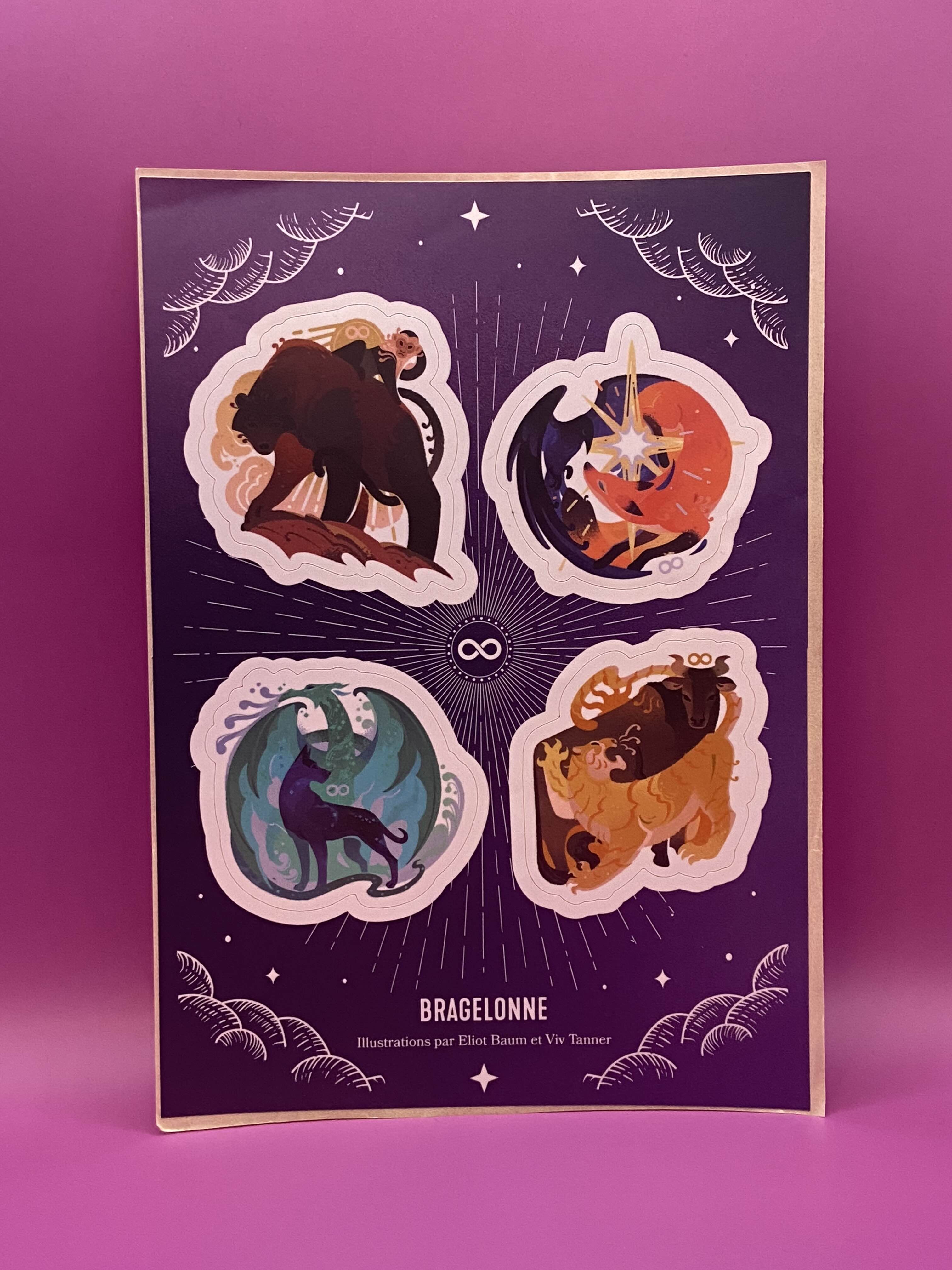 planche de stickers représentant les Huit