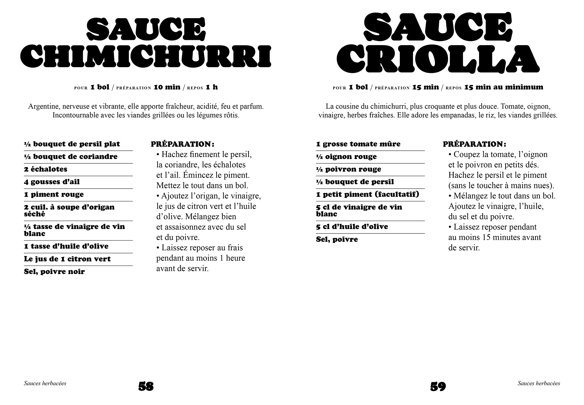 double page : sauce Chimichurri et sauce Criolla